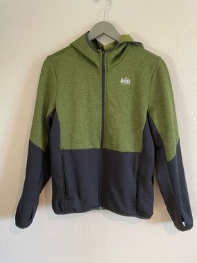 REI Active Pursuits Kids' Two-Tone Green Fleece Hoodie Jacket